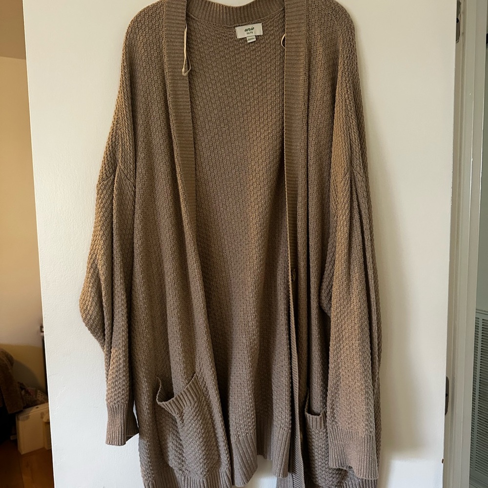 Aerie Brown Cardigan Sweater Relaxed Fit